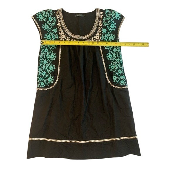 Theme Embroidered Scoopneck Black Lined Cotton‎ Shift Dress Women's Size Small - Picture 6 of 10